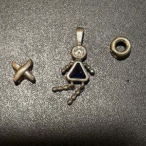 Charming Silver and Blue Birthday Babies Pendant Necklace plus X & O